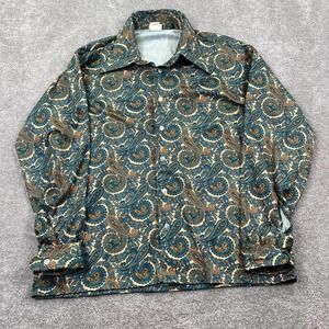 Vintage Anderson Little Women's Paisley Button Up Shirt Size XL Green Ivory